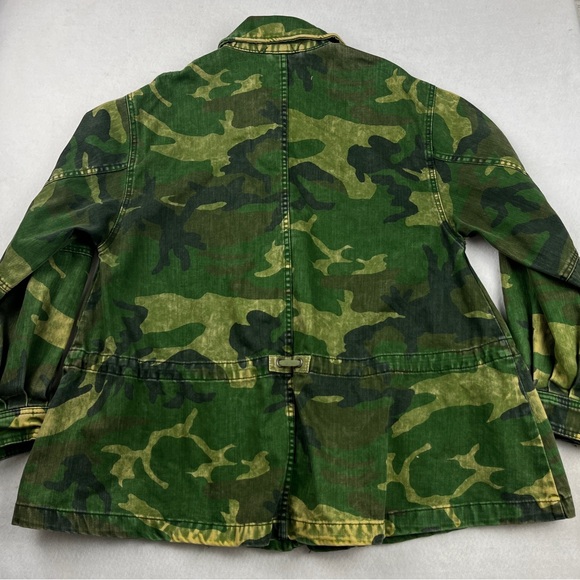 Free People Seize The Day Camouflage Jean Denim Jacket Oversized Women’s Sz XS - Picture 6 of 8